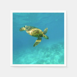 Guardanapo De Papel Tartaruga marinha nadando em água oceânica turqu
