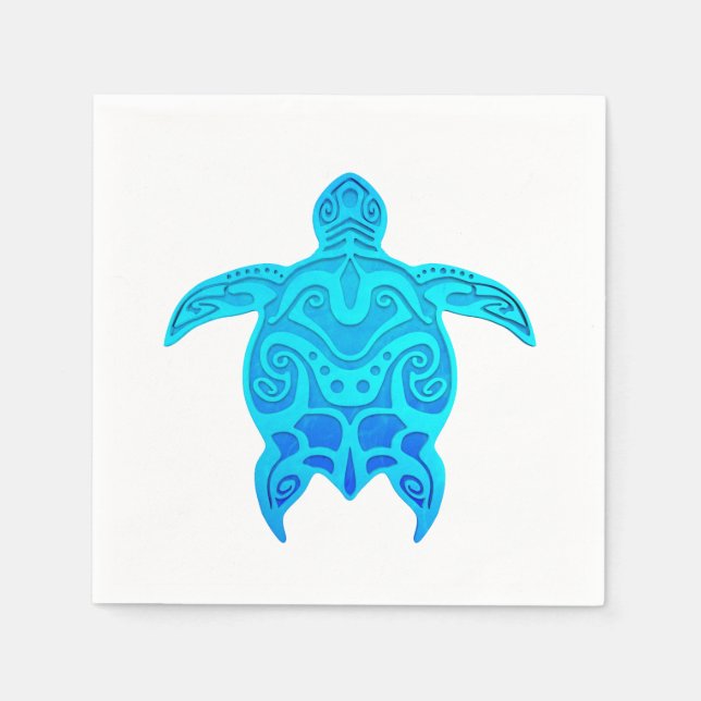 Guardanapo De Papel Tartaruga tribal azul (Frente)