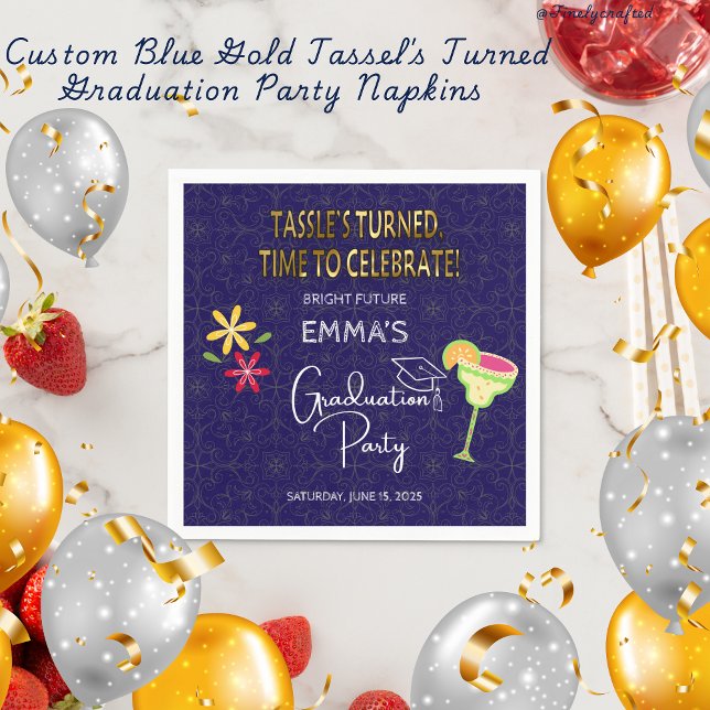 Guardanapo De Papel Tassel Dourado azul personalizadoߴs virados Festa  (Criador carregado)