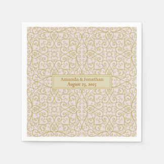 Guardanapo De Papel Taupe Barroco Monograma Casamento Napkins