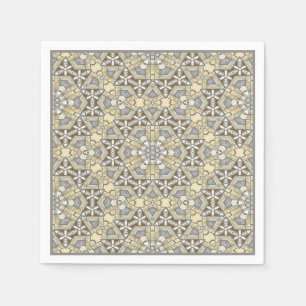 Guardanapo De Papel Taupe Brown Cinza Beige Mosaico Kaleidoscope Padr