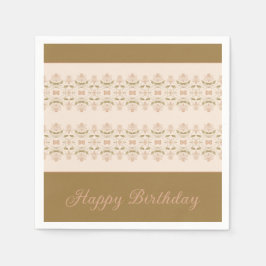 Guardanapo De Papel Taupe Com Floral Rosa