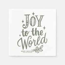 Guardanapo De Papel Taupe Green Joy to the World Lettering Christmas