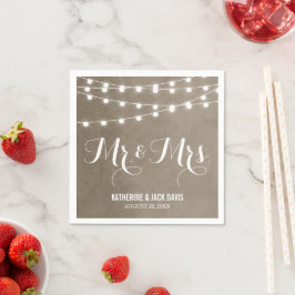 Guardanapo De Papel Taupe String Luzes Monograma de Casamento
