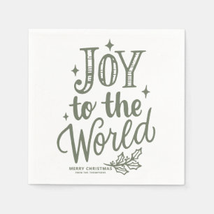 Guardanapo De Papel Taupe Verde Alegria ao Mundo Letreiro de Natal