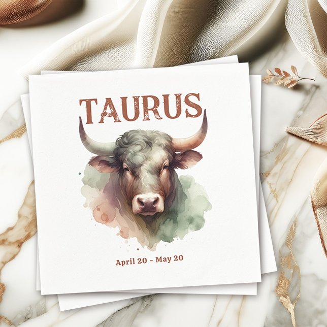 Guardanapo De Papel Taurus Bull Zodiac Themed Festa de aniversário (Coordinate Your Taurus Zodiac-Themed Party with Extras Like These Customizable Paper Napkins!)