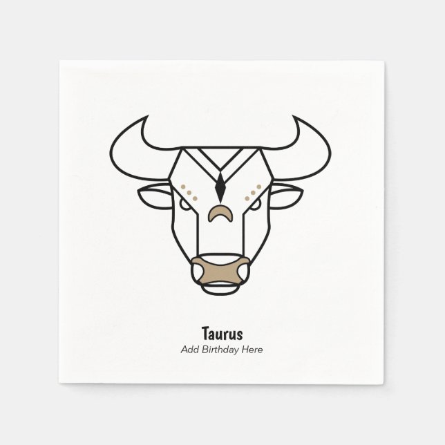 Guardanapo De Papel Taurus, o touro preto personalizado zodíaco (Frente)