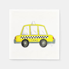 Guardanapo De Papel Taxi NYC Yellow Nova Iorque Checked Cab Party