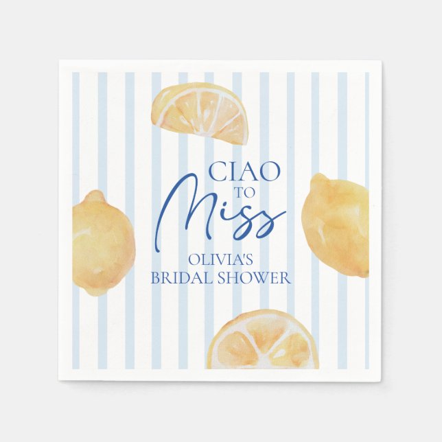 Guardanapo De Papel Tchau para o Chá de Noiva da Srta. Lemon (Frente)