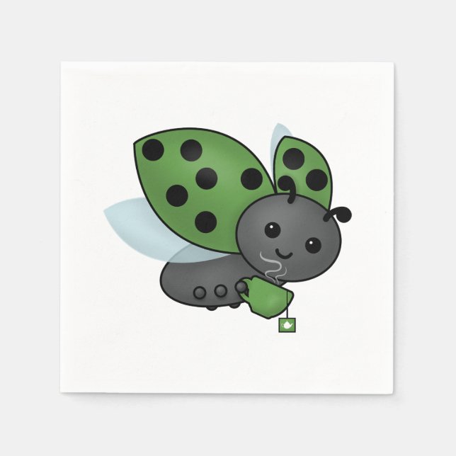 Guardanapo De Papel Tea Bebendo Ladybug Napkins (Frente)