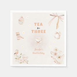 Guardanapo De Papel Tea for Three Birthday Invitation for Girls