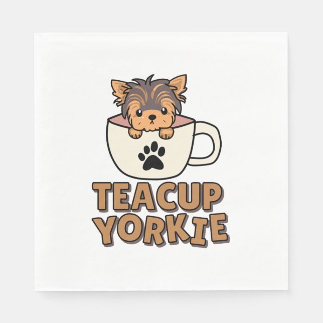 Guardanapo De Papel Teacup Yorkie cachorrinho (Frente)