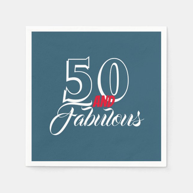 Guardanapo De Papel Teal 50 e Festa de aniversário fabulosa (Frente)