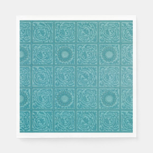 Guardanapo De Papel Teal Azulejo Pattern (por William Morris) (Frente)
