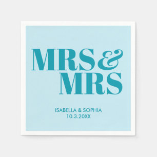 Guardanapo De Papel Teal Blue Sra. e Sra. Personalizada Casamento Napk