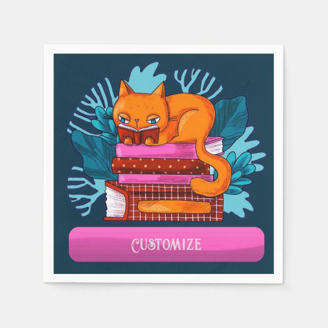 Guardanapo De Papel Teal de Livros Aprovados para Gatos Personalizados (Frente)