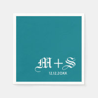 Teal de Monogramas de Casamento Elegante Simples