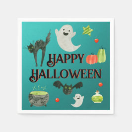 Guardanapo De Papel Teal do Partido das Halloween e Verde