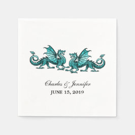 Guardanapo De Papel Teal Elegant Dragon Livro Napkins