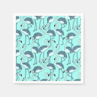 Guardanapo De Papel Teal Flamingo Pattern– Tropical Minimalist