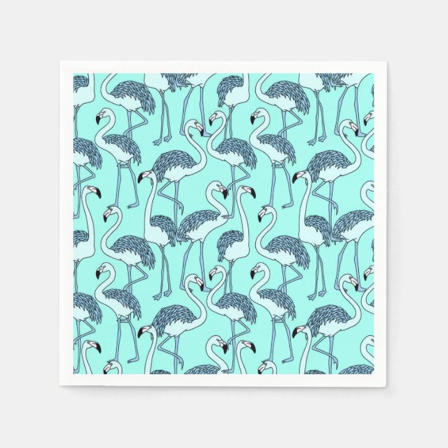 Guardanapo De Papel Teal Flamingo Pattern– Tropical Minimalist  (Frente)