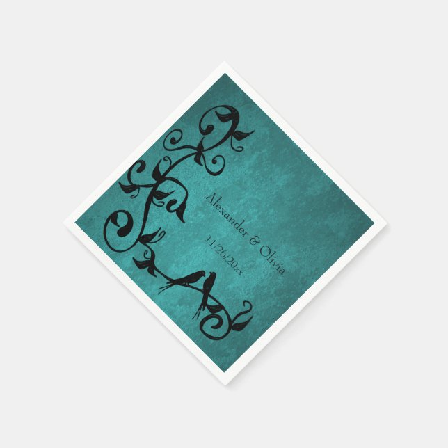 Guardanapo De Papel Teal Lovebird Casamento Napkins (Canto)