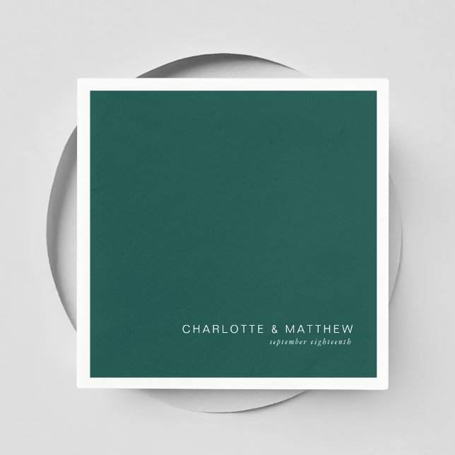 Guardanapo De Papel Teal moderno (Customer specific, beautiful, modern, minimal, teal, wedding napkins.)