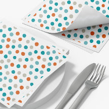 Teal Orange Bolinhas Patterno Napkins