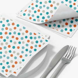 Guardanapo De Papel Teal Orange Bolinhas Patterno Napkins