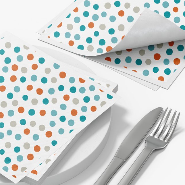 Guardanapo De Papel Teal Orange Bolinhas Patterno Napkins (Criador carregado)