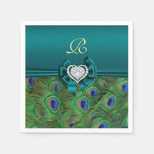 Teal Peacock Wedkins Party Napkins