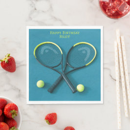 Guardanapo De Papel Teal Rackets e Balls - Tênis de aniversário