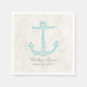 Guardanapo De Papel Teal Rustic Anchor Wedding