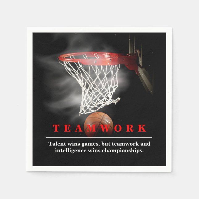 Guardanapo De Papel Teamwork Basketball Motivational Inspirational (Frente)