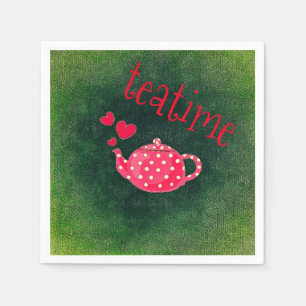 Guardanapo De Papel Teatime - Pote de chá rosa