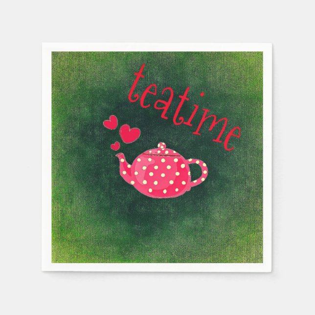 Guardanapo De Papel Teatime - Pote de chá rosa (Frente)