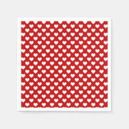 Guardanapo De Papel Tecido de Estampa de Coração Vermelho e Branco