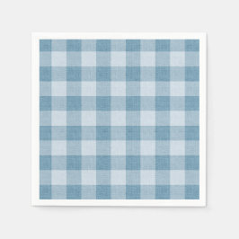 Guardanapo De Papel Tecido de Linho Xadrez Búfalo Gingham Azul Pó