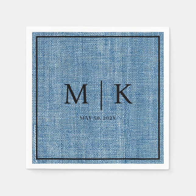 Guardanapo De Papel Tecido Denim Azul Claro | Wedding Napkins (Frente)