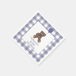 Guardanapo De Papel Teddy Bear and Balloon Purple Baby Shower
