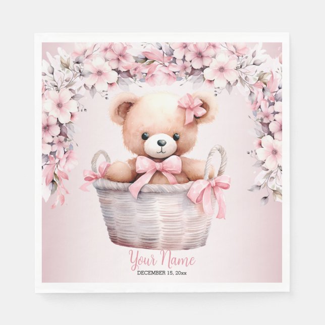 Guardanapo De Papel Teddy Bear Baby Girl Flowant (Frente)
