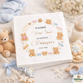 Guardanapo De Papel Teddy Bear Baby Shower Boy | Cute Blue Bear