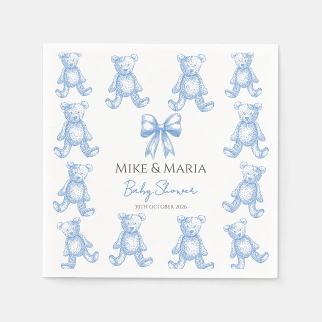 Guardanapo De Papel Teddy bear baby shower napkins (Frente)
