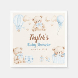 Guardanapo De Papel Teddy Bear Boy Baby Shower Paper Napkin