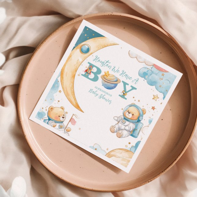 Guardanapo De Papel Teddy Bear Houston Temos Um Menino Exterior (Criador carregado)