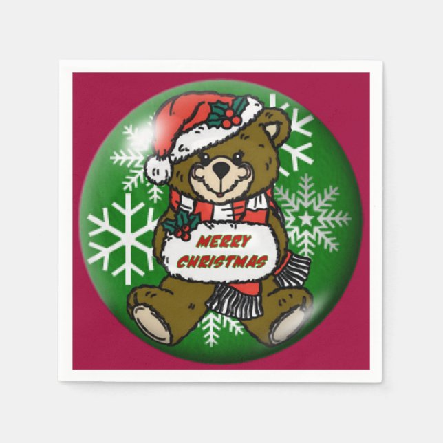 Guardanapo De Papel Teddy Bear Natal Napkins (Frente)