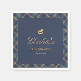 Guardanapo De Papel Teddy Bear Plaid Boy Baby Shower Paper Napkin
