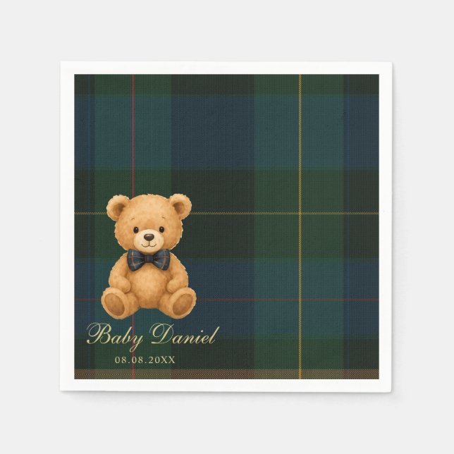 Guardanapo De Papel Teddy Bear Preppy Baby Shower (Frente)