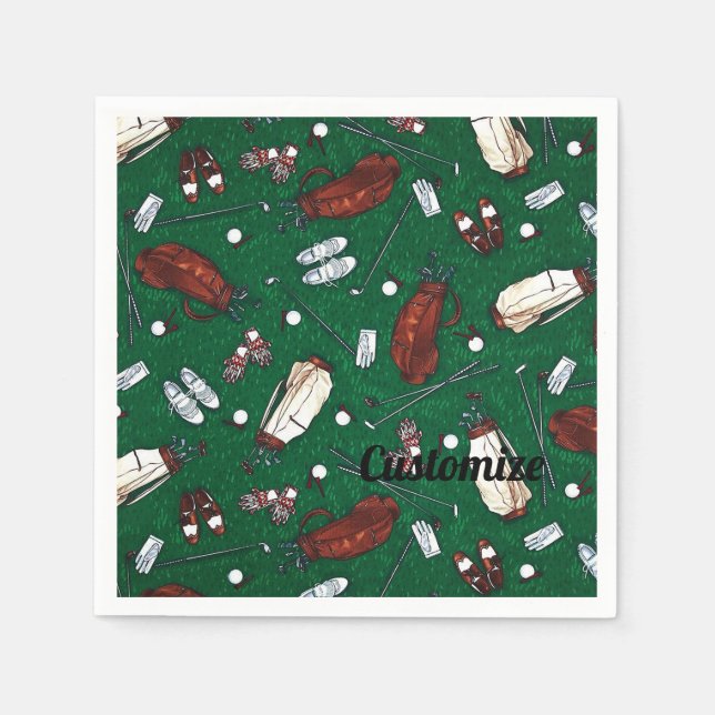 Guardanapo De Papel Tee Time Green Golf Pattern Napkins (Frente)