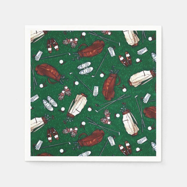 Guardanapo De Papel Tee Time Green Golf Pattern Napkins (Frente)